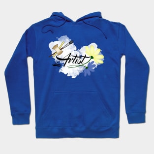 Artist. Drawing, paint spots. Paint brush and pencil Hoodie